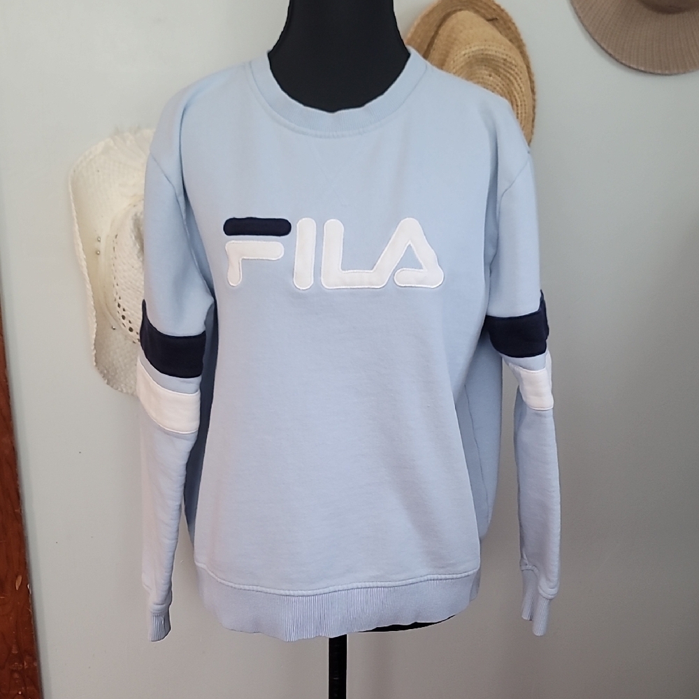 Fila Light Blue Sweatshirt with Navy and White Accents
